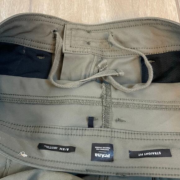 prAna Straight Fit Hiking Pants 8 Short Green Recycled Nylon Stretch Outdoor - Picture 9 of 13